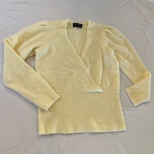 Something Navy Soft Yellow V-Neck Sweater